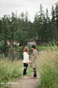 engagement photos in tall grass at blakely harbor park