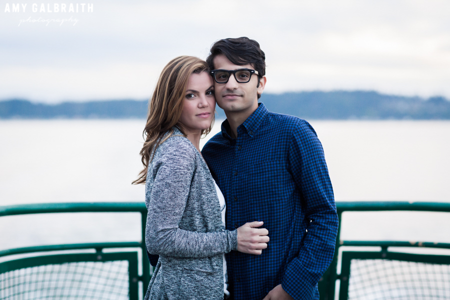 engagement session on a ferry to seattle