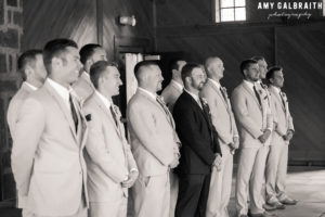large wedding party with 10 groomsmen
