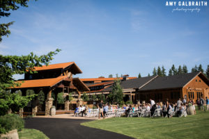 wedding guests gathering for the ceremony at swiftwater cellars