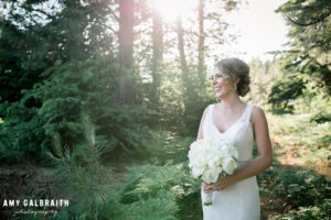bride in monique lhuillier gown at swiftwater cellars