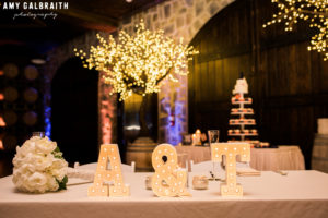 marquee letters at wedding reception