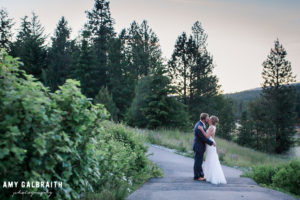 bride and groom at twilight at swiftwater cellars
