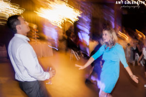 light trails while dancing at wedding reception