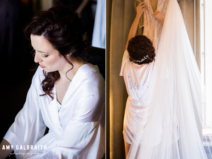bride getting ready with hair by kelly rene