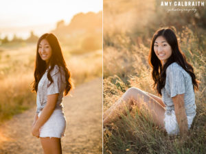 skyline high school senior during sunset at discovery park in tall grass