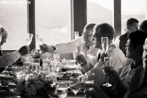 guests toasting champagne at the granary wedding