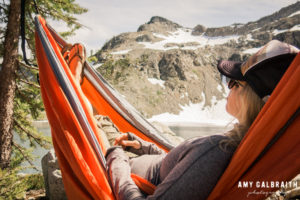 relaxing in a hammock at wing lake