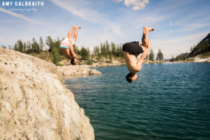 backflips into wing lake in the north cascades