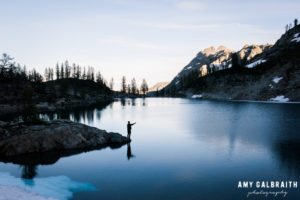 fly fishing in the evening at wing lake