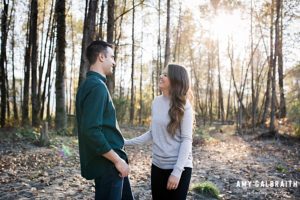 couple laughing together during their snoqualmie engagement session