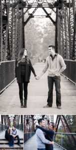 scott and lindsey standing on the bridge above the snoqualmie river