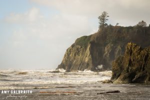 waves crashing on the sea stacks at ruby beach