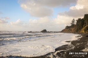 sea foam on the shore of beach 4 in olympic national park