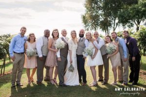 wedding party at boho wedding at over the vines in wisconsin