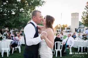 bride and groom's first dance at honalee farms in boise