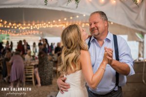 bride dances with her father at brown family homestead wedding
