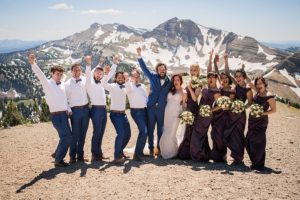 wedding party in jackson hole on top of the tram