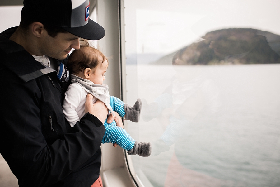 father and his son on an orcas island ferry