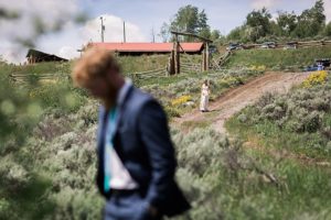 groom waiting for bride at heart six ranch