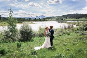 wedding photos with the tetons at heart six ranch