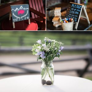 wedding flowers with river stones