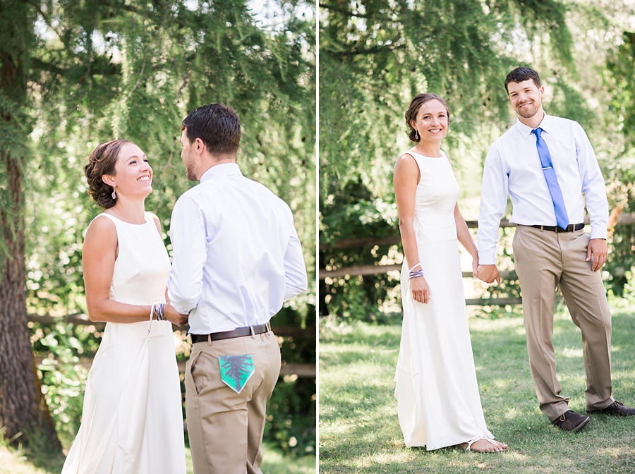 casual wedding in a backyard in the methow valley