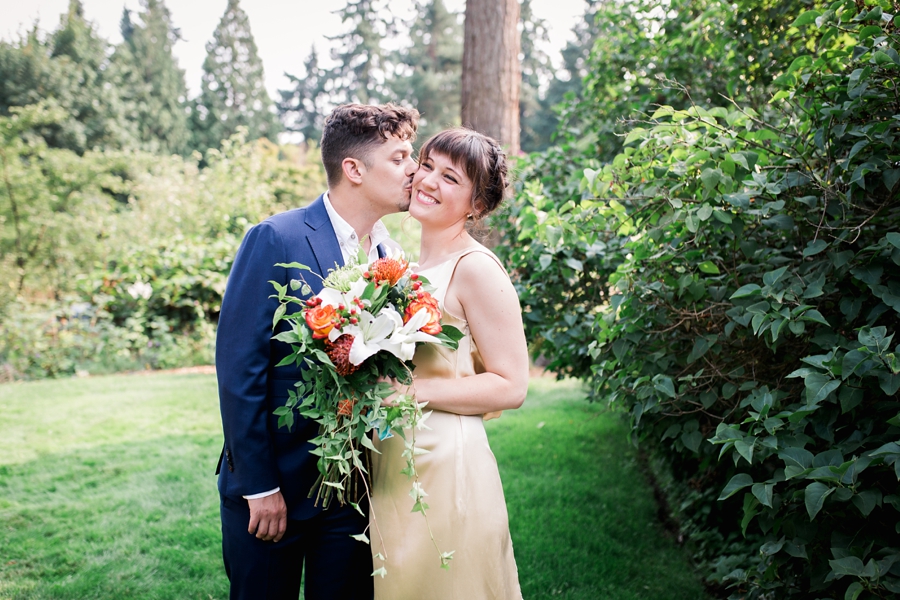 brightly colored backyard wedding in bridle trails