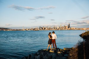 alki beach engagement photos in west seattle