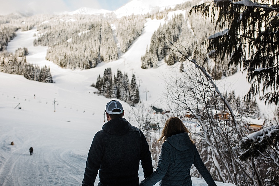 winter engagement photos at crystal mountain