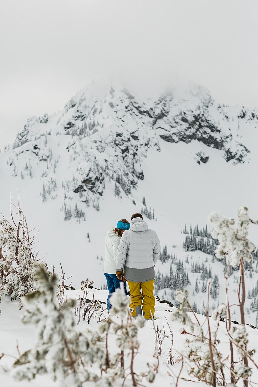 backcountry skiing engagement photos at crystal mountain