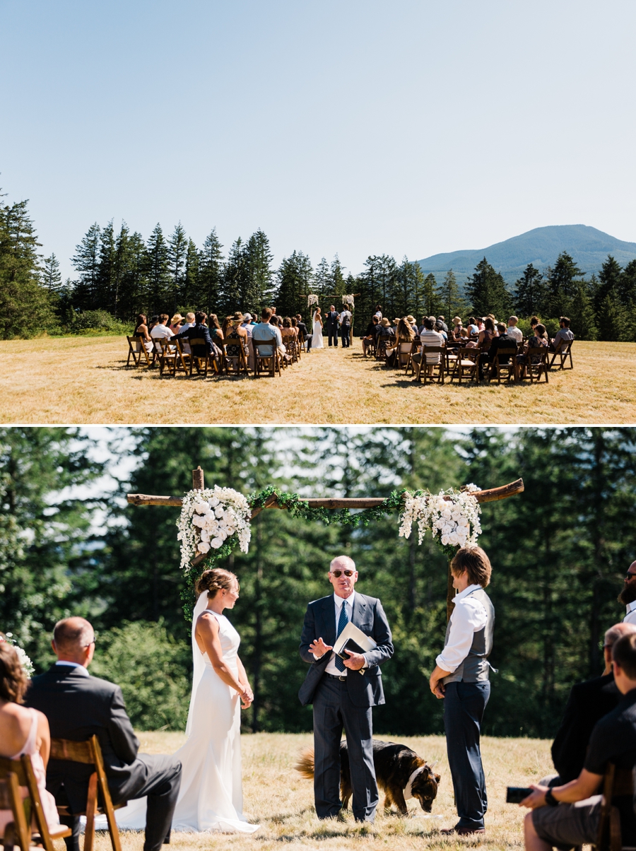 A small wedding ceremony on a farm on the Olympic Peninsula
