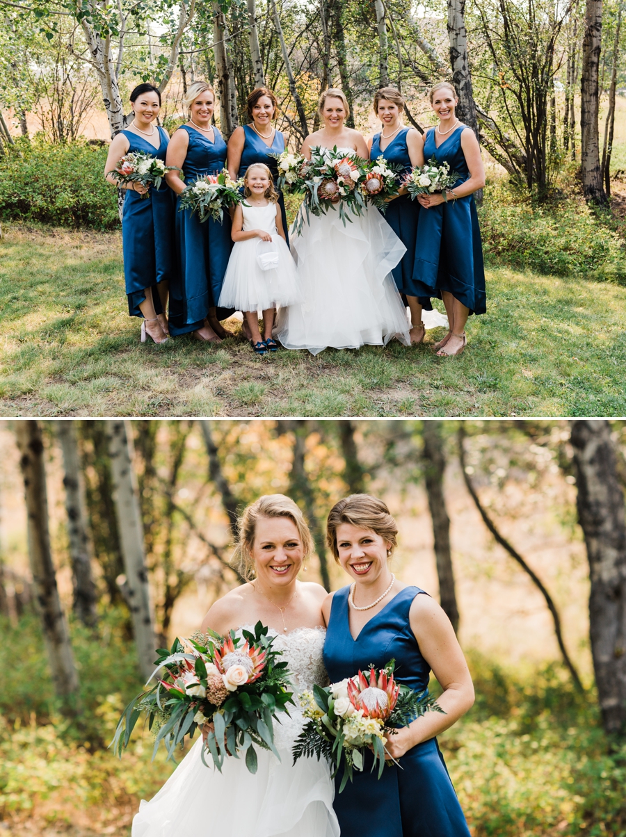 Navy Blue Bridesmaids Dresses and Ballgown Wedding Dress at Sun Mountain Lodge Wedding by Amy Galbraith