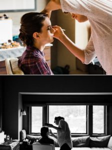 A bride gets ready for her wedding ceremony
