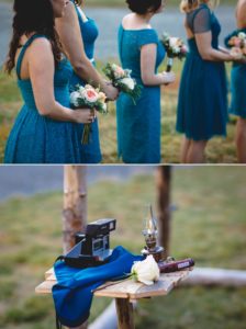 Pacific Northwest Fall Wedding at Crystal Mountain - Photography by Lucas Mobley - Teal Bridesmaids Dresses, Mountain Wedding Party Photos