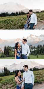 Mt Rainier Engagement Photos during Wildflower Season captured by Seattle Adventure Wedding Photographer Amy Galbraith
