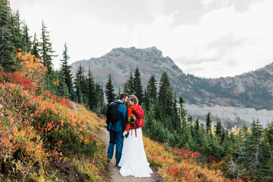 Best Elopement Locations in Washington from Adventure Wedding and Elopement Photographer Amy Galbraith, Chinook Pass Hiking Elopement