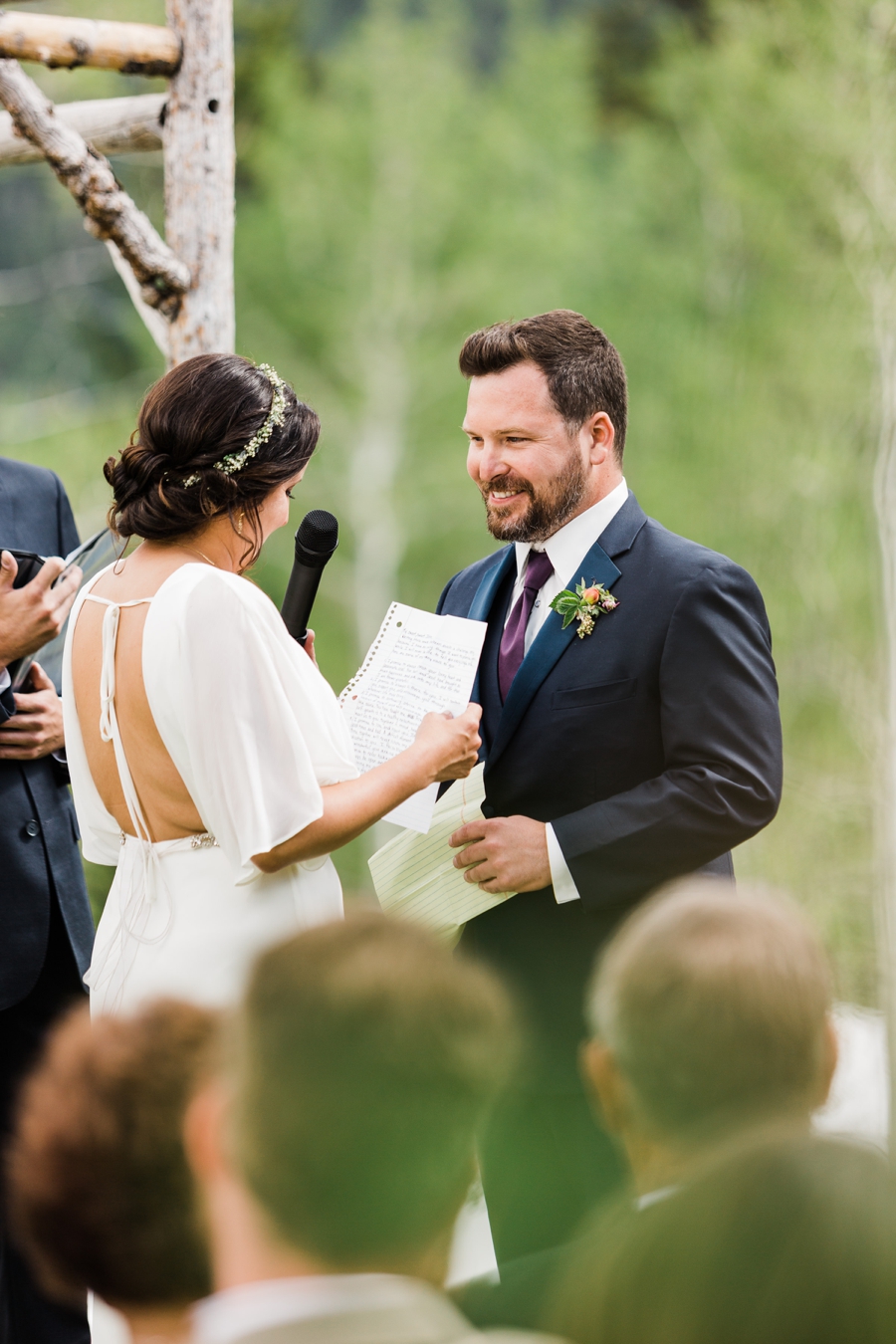 Wedding ceremony at Grand Targhee Resort in Jackson Hole by mountain wedding photographer Amy Galbraith