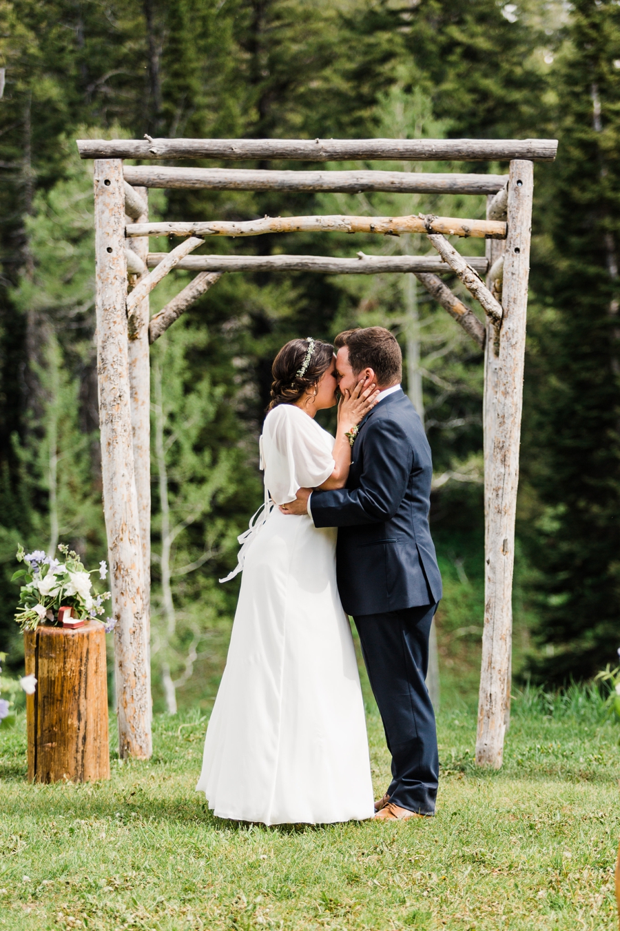Wedding ceremony at Grand Targhee Resort in Jackson Hole by mountain wedding photographer Amy Galbraith