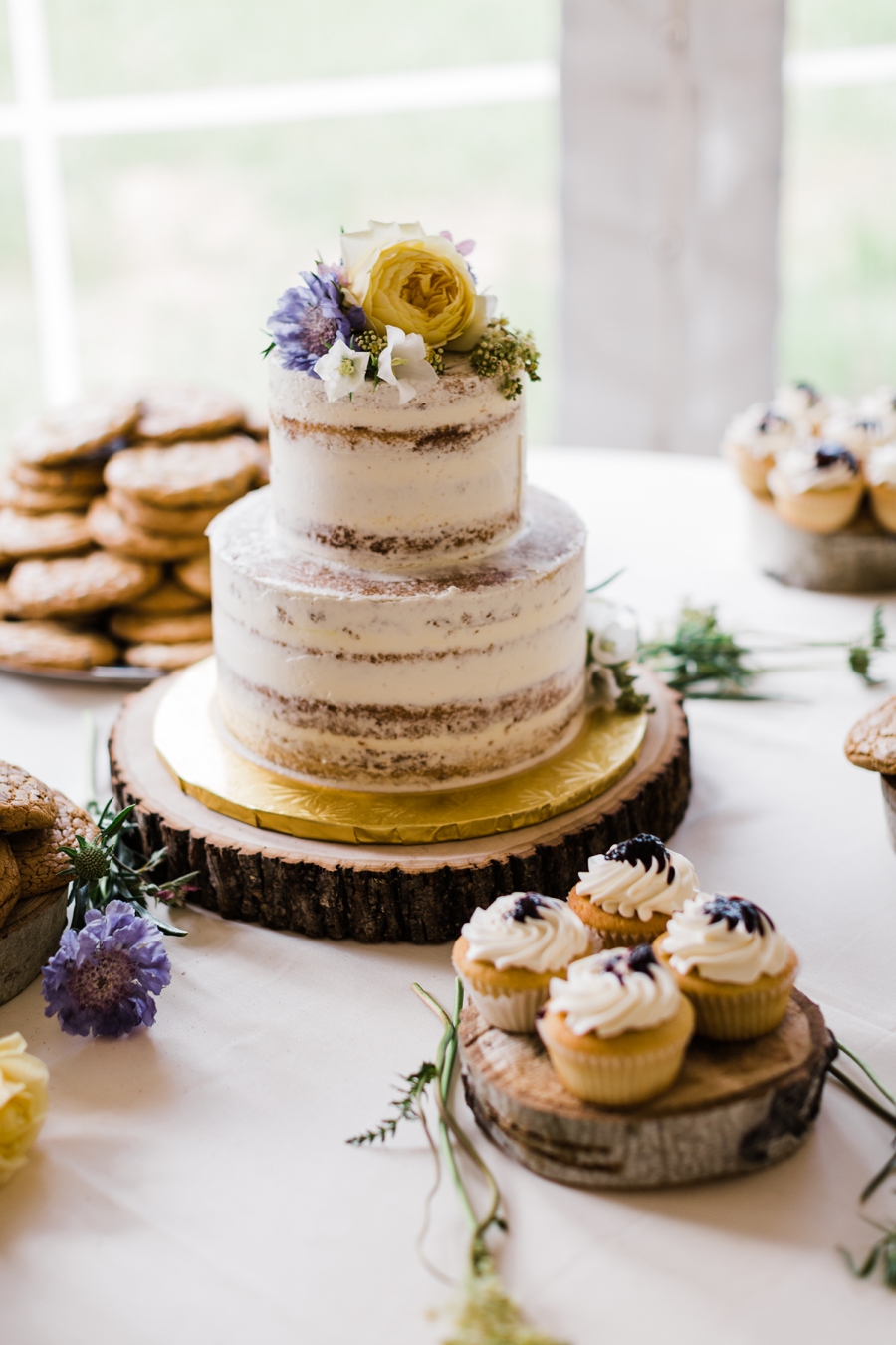 Naked layered wedding cake by Jackson Hole Cake Co