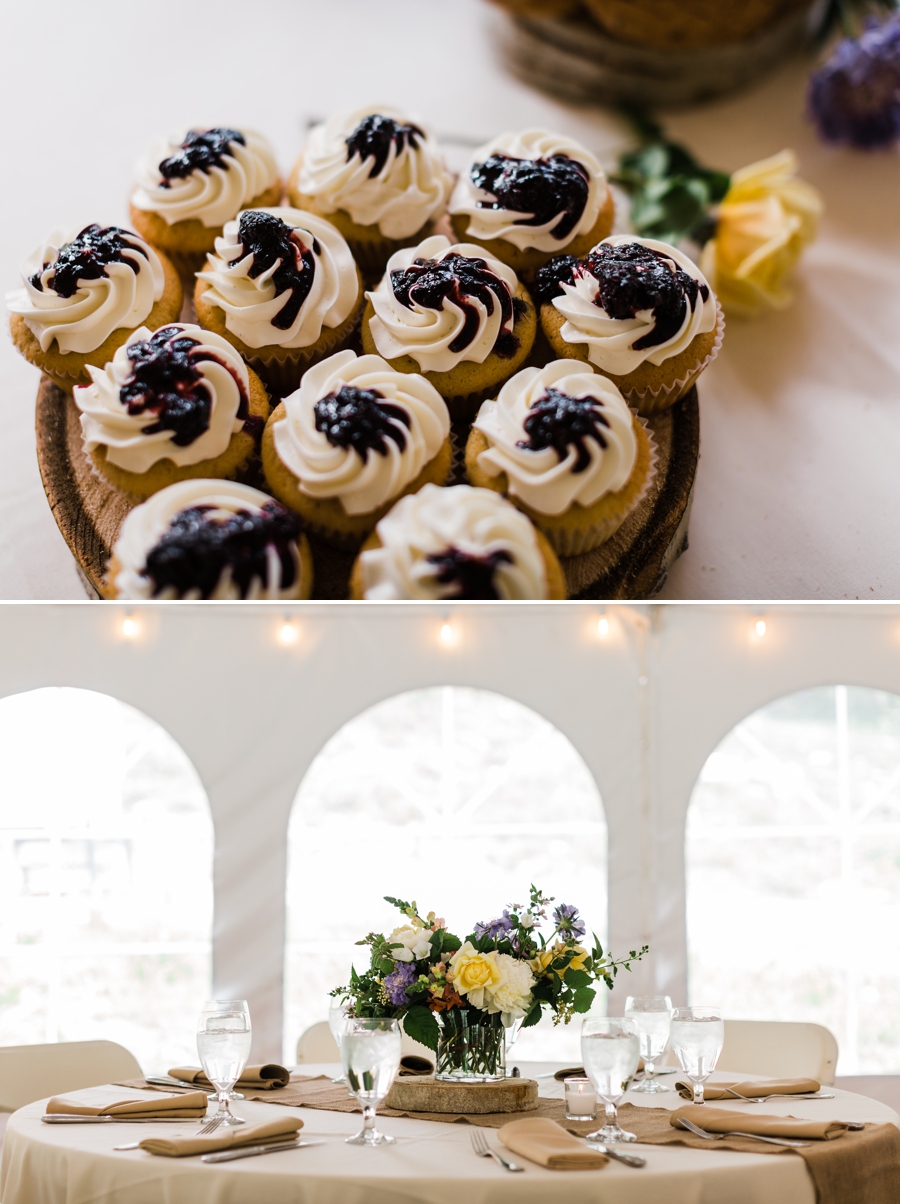 Cupcakes by Jackson Hole Cake Co and flower displays by Flowers by Chloe photographed by Jackson Hole wedding photographer Amy Galbraith