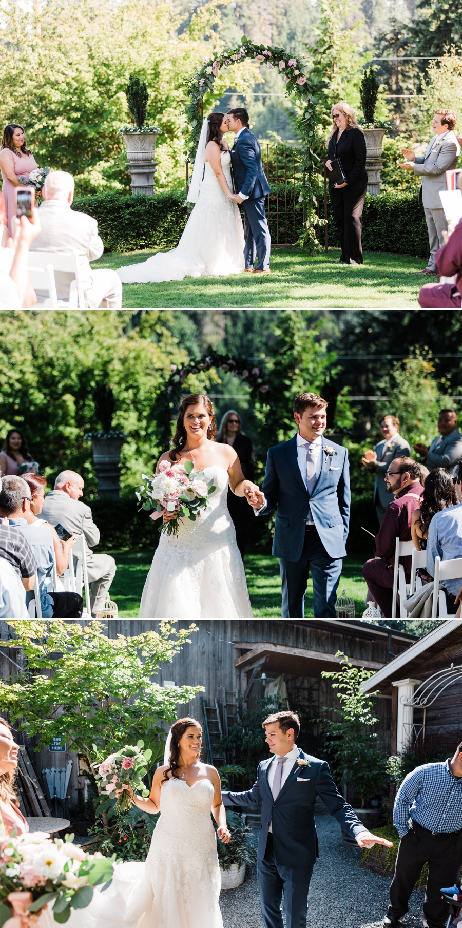 Wedding ceremony at Snohomish wedding venue Green Gates at Flowing Lake by Seattle wedding photographer Amy Galbraith