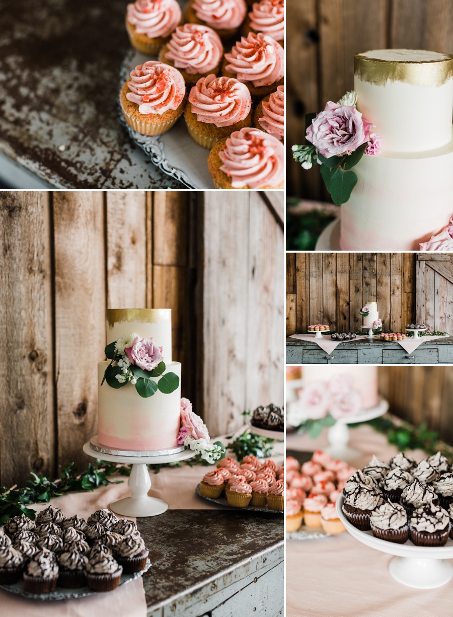 Pink and white watercolor wedding cake by The Cakewalk Shop, photographed by Seattle wedding photographer Amy Galbraith