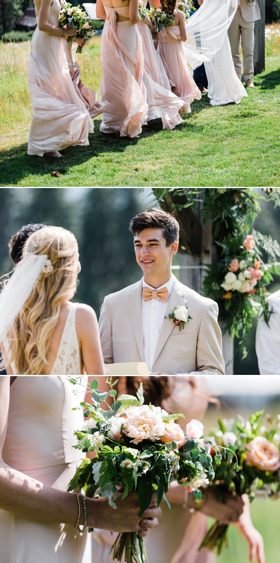 A windy wedding ceremony at Brown Family Homestead in Leavenworth, Washington
