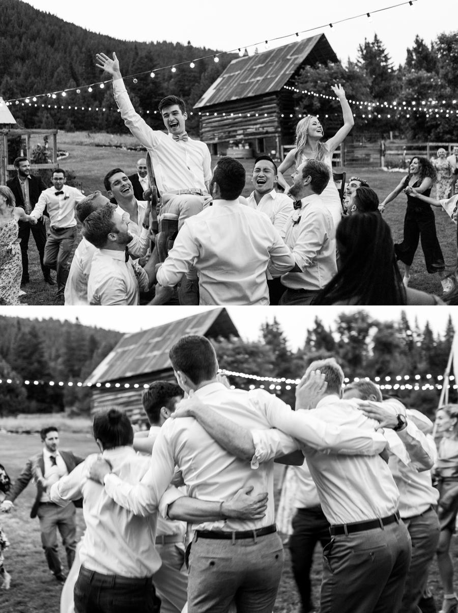 Horah dance at a mountain wedding in Leavenworth photographed by adventure wedding photographer Amy Galbraith