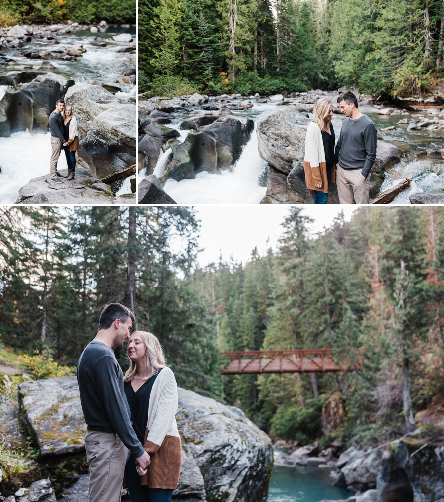 Leavenworth engagement photos with a waterfall by Seattle mountain wedding photographer Amy Galbraith