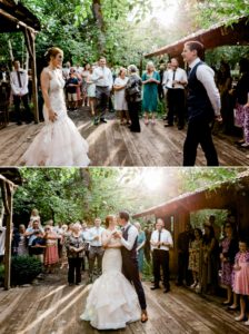 Bride and groom's first dance at Maroni Meadows in Snohomish captured by Seattle wedding photographer Amy Galbraith
