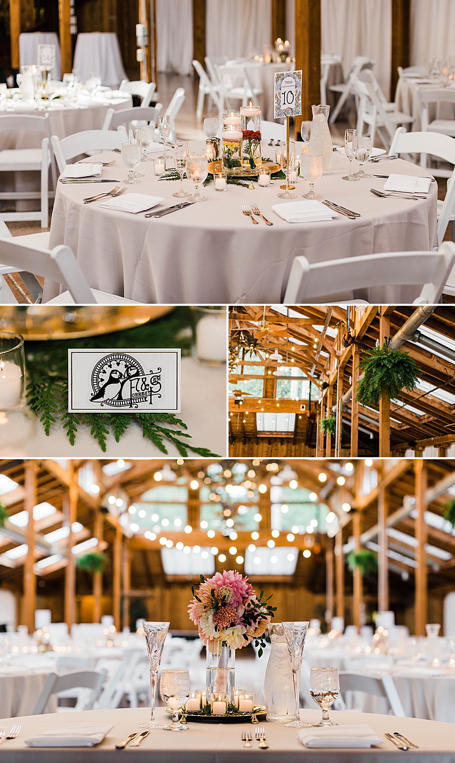 Green and gold wedding day decor at a Kiana Lodge wedding, photographed by Seattle wedding photographer Amy Galbraith