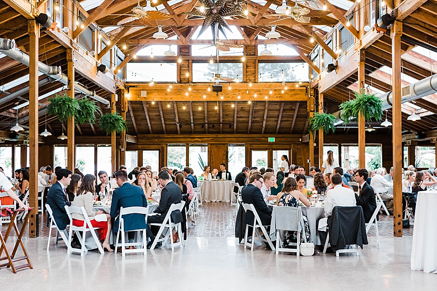The reception space at Kiana Lodge, a beach wedding venue in Washington