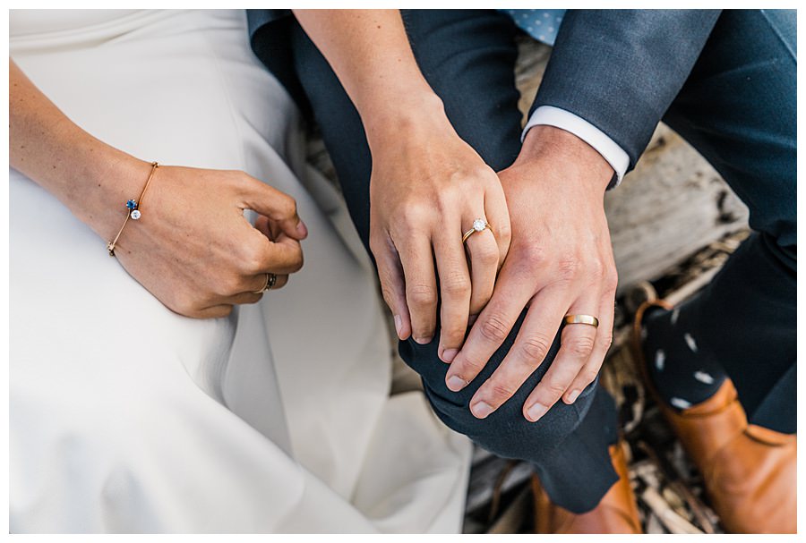 a closeup photo of wedding rings photographed by Amy Galbraith during a Camano Island elopement